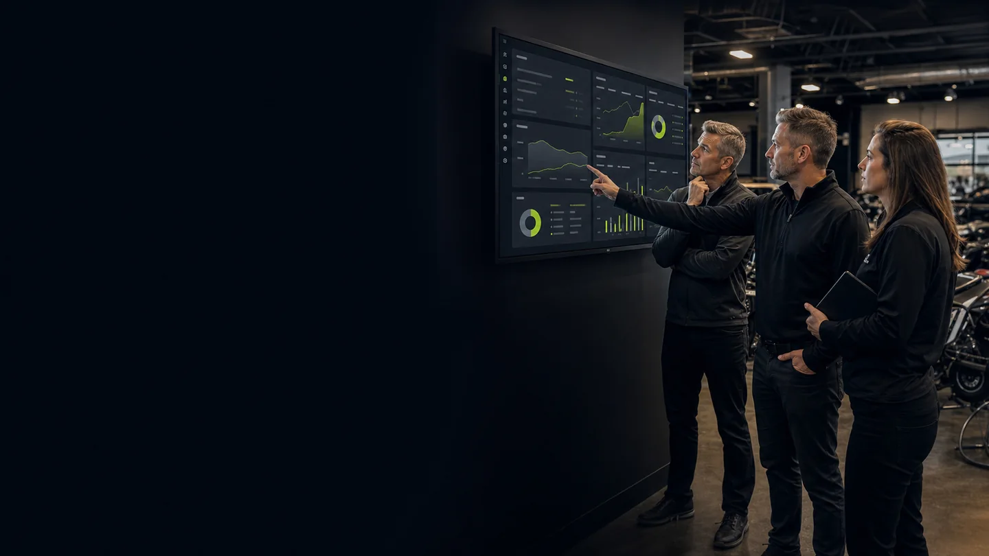 Dealer-group leadership reviewing paid-media and lead performance across multiple rooftops